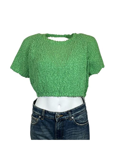 WOMEN'S CROP SWEATER ALLEY BACK DETAIL GREEN VICOLO | 33013BVERDE