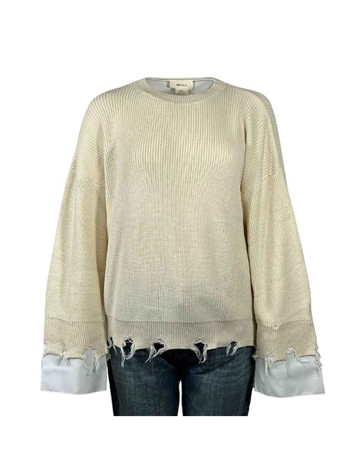 WOMEN'S SWEATER ALLEY DETAIL BUILT-IN CREAM SHIRT VICOLO | 77046BPANNA