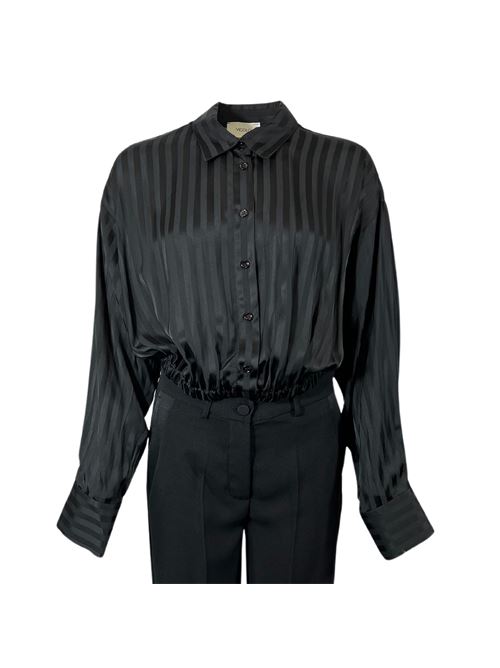 CAMICIA DONNA A RIGHE NERA  VICOLO p/e VICOLO | TB0437NERO